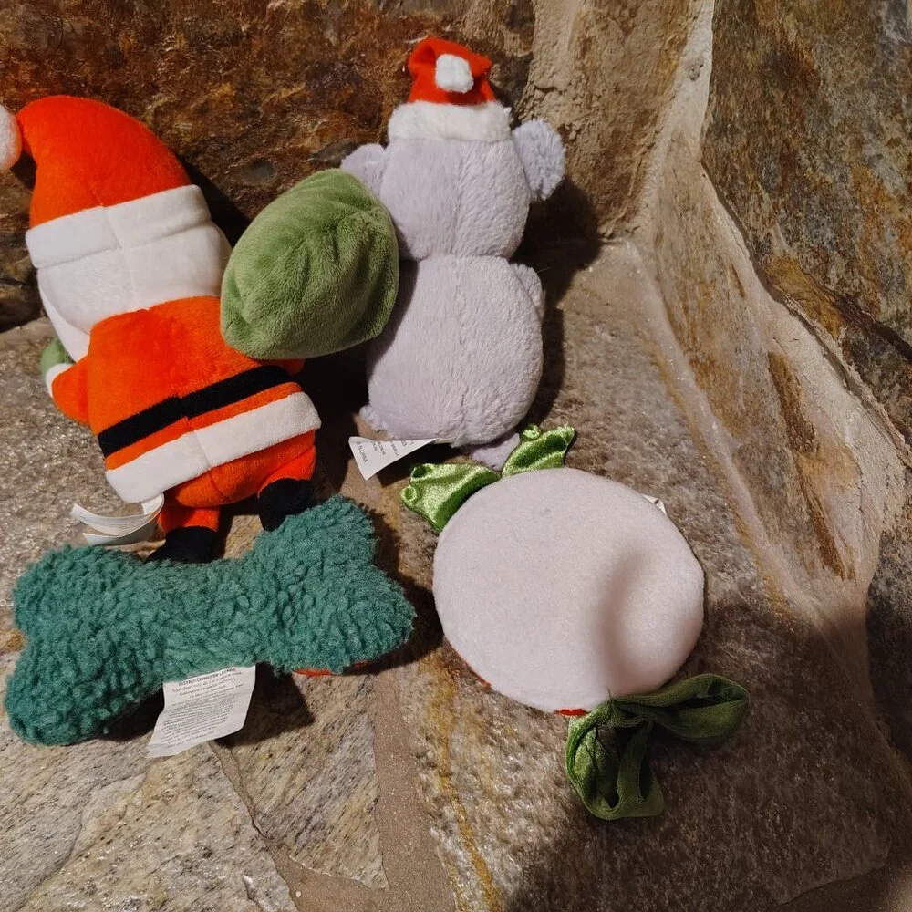 Lot of 4 Dog Christmas Toys Santa